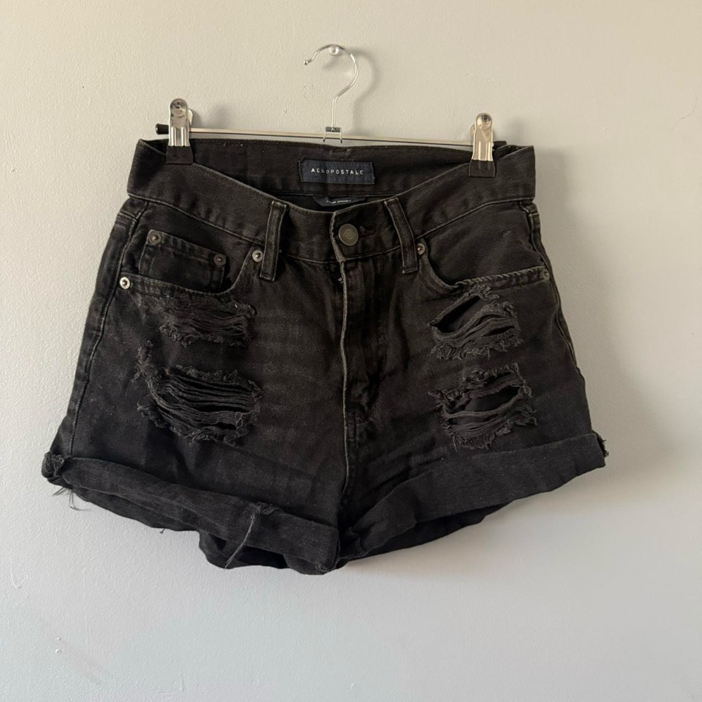 Aeropostale Black Distressed Women's Shorts
